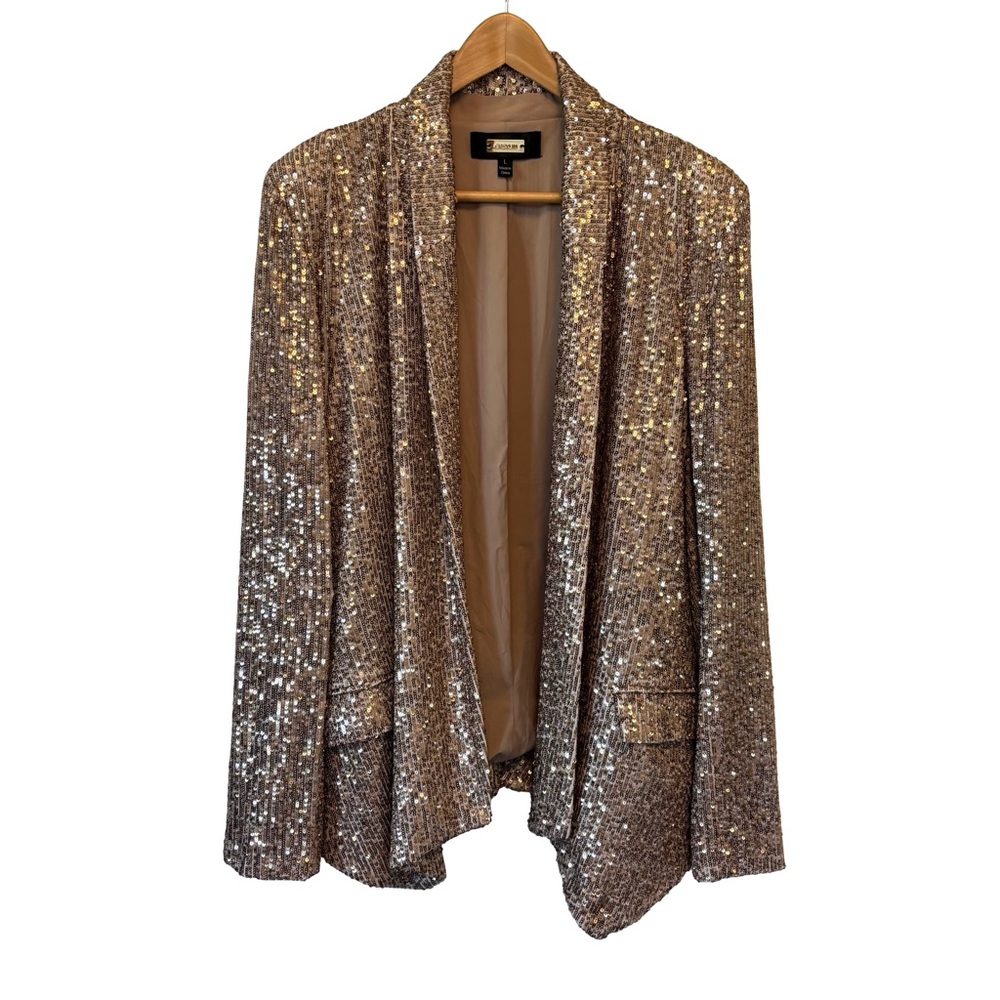 Greylin‎ Champagne Sequin Blazer Sz Large